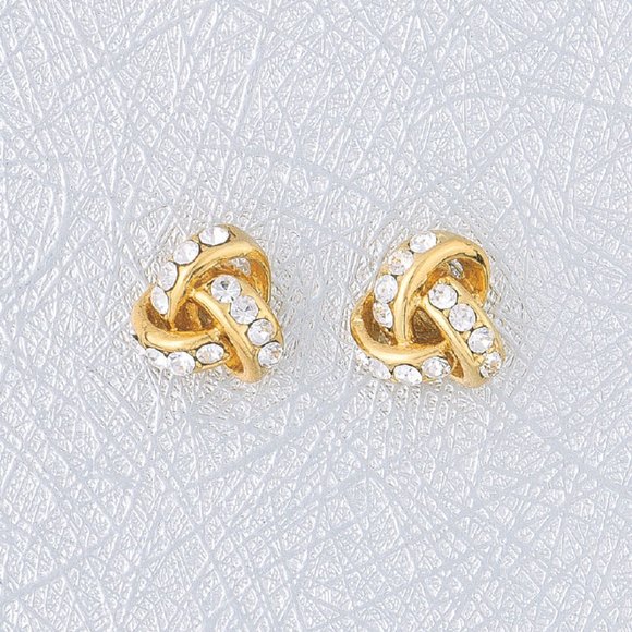 Nordstrom Jewelry - NEW NORDSTROM REVOLVE Gold White CZ Knot Twist Rope Studs Earrings Jewelry 9mm